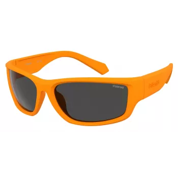 POLAROID PLD2166S2M5 Vīriešu taisnstūra saulesbrilles - Melns rāmis, pelēkas polarizētas lēcas 62mm