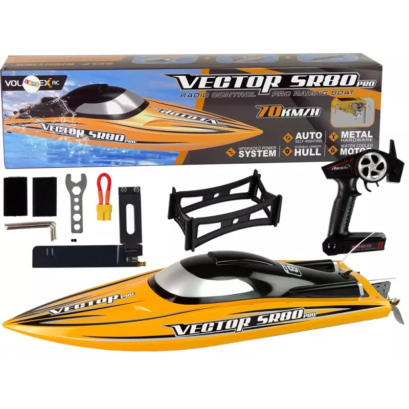 LEAN TOYS SR80 PRO RC Racing Motorboat Brushless ARTR 74 km/h Yellow