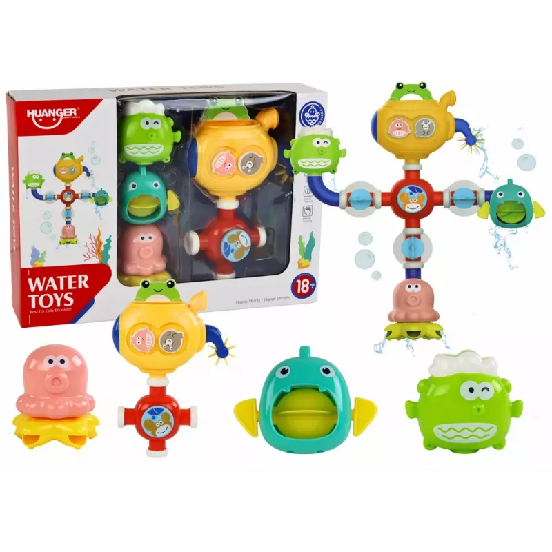 LEAN TOYS Overflow Bath Water Toy Robot Suction Cups