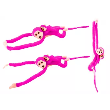 LEAN TOYS Mascot Plush Monkey with Baby, Dark Pink 90 cm