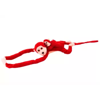 LEAN TOYS Mascot Plush Monkey with Baby, Red 90 cm