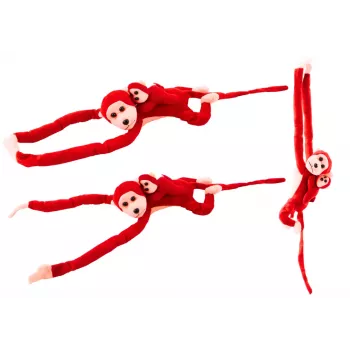 LEAN TOYS Mascot Plush Monkey with Baby, Red 90 cm