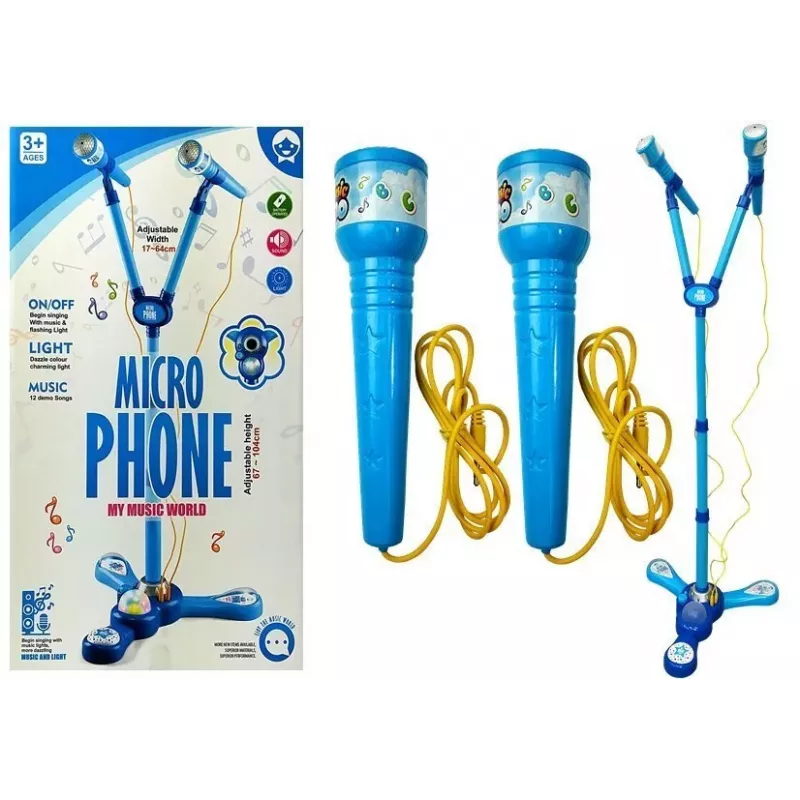 LEAN TOYS Microphone Karaoke Set Blue Tripod