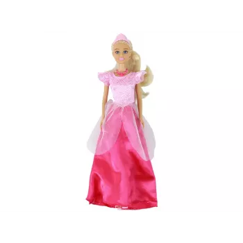 LEAN TOYS Bērnu lelle Anlily Princess Garš blondi mati Tiāra Rozā kleita