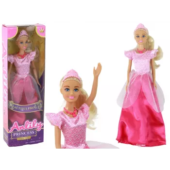 LEAN TOYS Bērnu lelle Anlily Princess Garš blondi mati Tiāra Rozā kleita