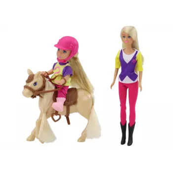 LEAN TOYS Anlily Doll Set ar Bērnu un Pony, Zirgu Ferma