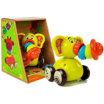 LEAN TOYS Toy Car Elephant for Babies Flexible Trumpet