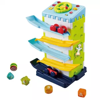 LEAN TOYS Educational Block Slide with Cars Sorter - Interactive Toy with Lights & Sounds