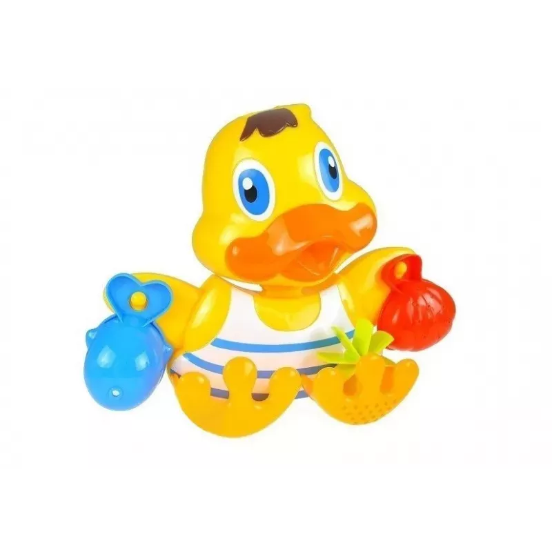 LEAN TOYS Duckie Bathing Set Cups - 3 Stacking Cups & Squirting Duck Bath Toy