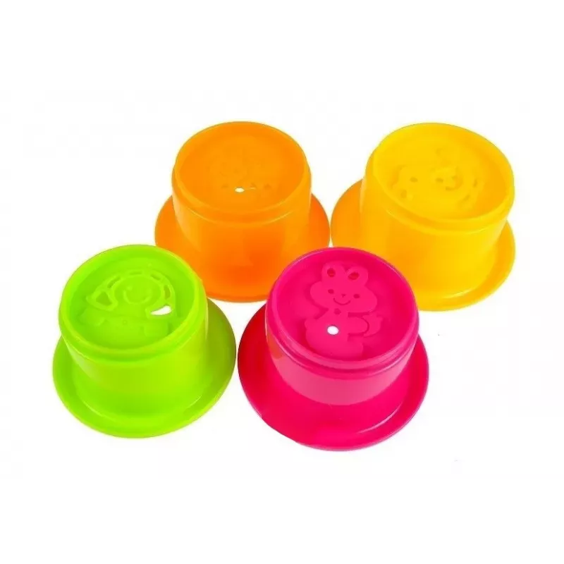LEAN TOYS Duckie Bathing Set Cups - 3 Stacking Cups & Squirting Duck Bath Toy