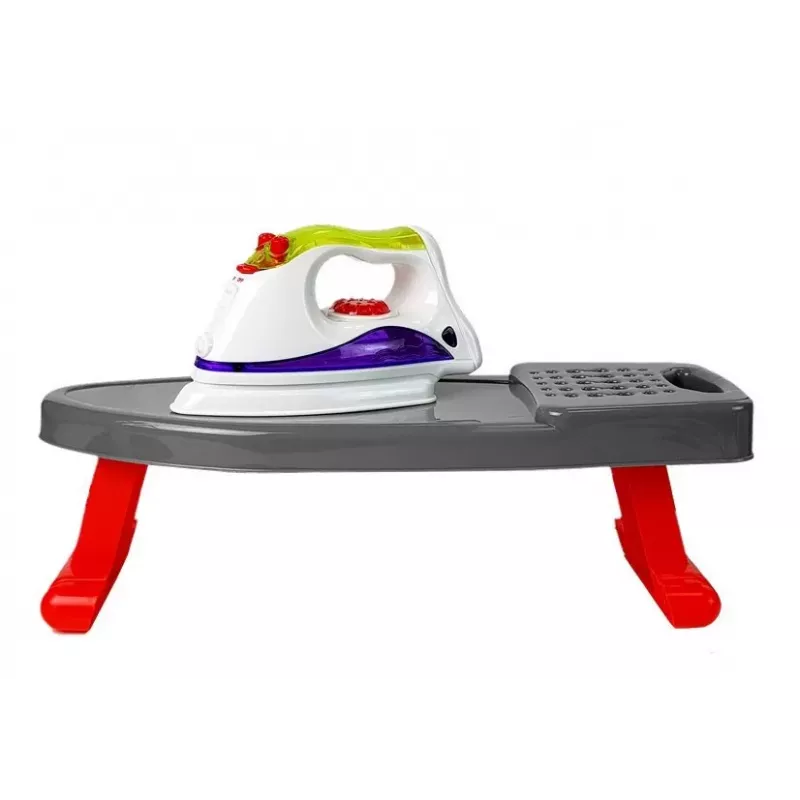 LEAN TOYS Iron on Batteries Board Stand with Hangers - Bērnu rotaļu gludināšanas komplekts ar gaismas un skaņas efektiem