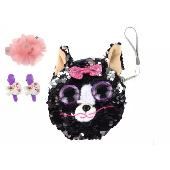 LEAN TOYS Cufflinks Wallet Set For Girls Kitty Wallet 4 pcs.