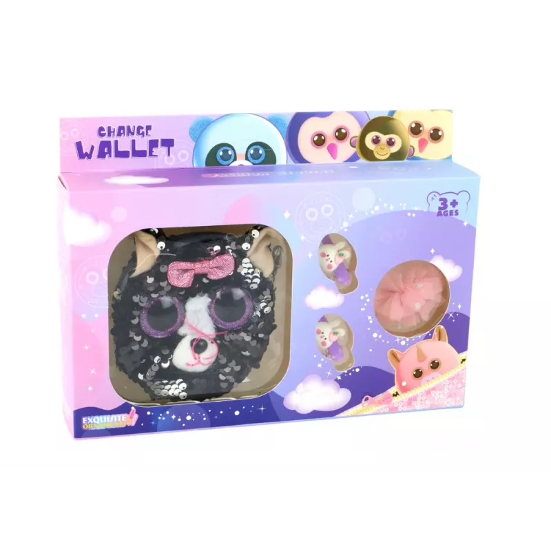 LEAN TOYS Cufflinks Wallet Set For Girls Kitty Wallet 4 pcs.