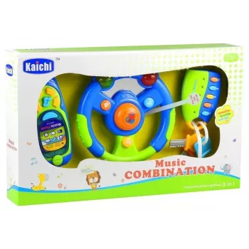 LEAN TOYS Baby Car Set Keys Steering Wheel Mobile Phone Interactive Learning Toy Set