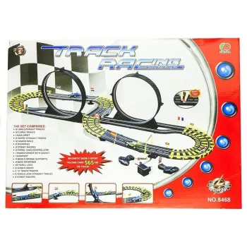 LEAN TOYS Car Track Racing Two Cars Loops Power Supply 565 cm