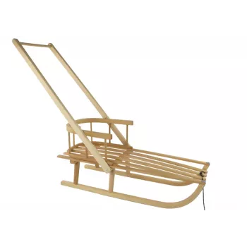 LEAN TOYS Sled With Backrest, Wooden Pusher, Wooden Handle