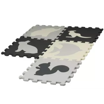 LEAN TOYS Soft Puzzle Mat Contrasting Educational EVA Foam Gray 28 pieces