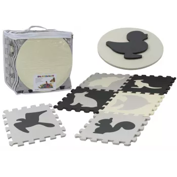 LEAN TOYS Soft Puzzle Mat Contrasting Educational EVA Foam Gray 28 pieces