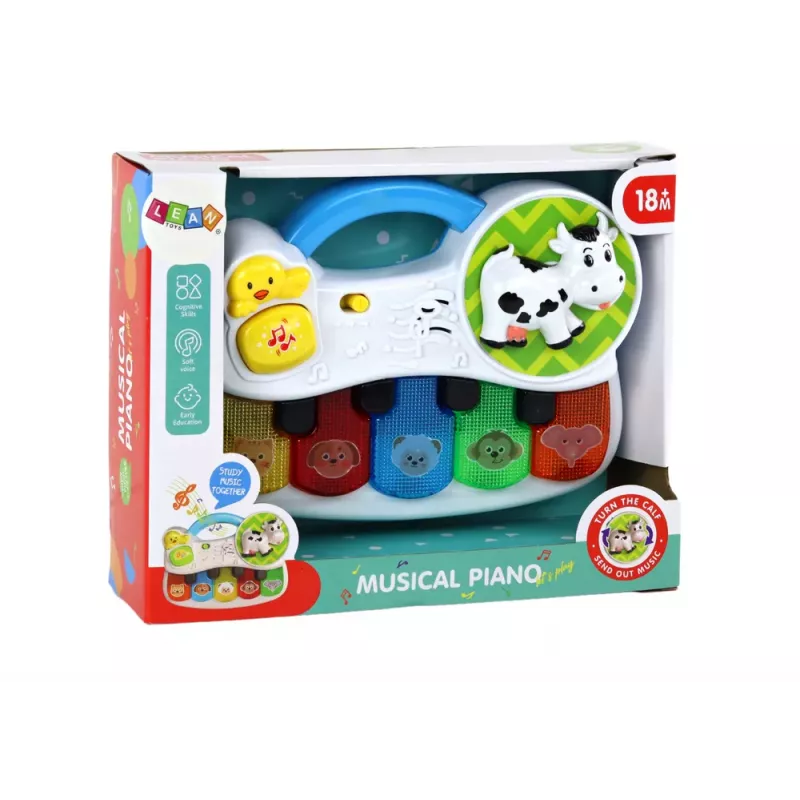 LEAN TOYS Small Piano For Toddlers, Animals, Lights, Sounds