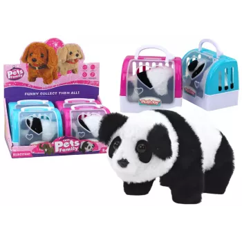 LEAN TOYS Interactive Plush Panda In Pink Blue Transporter