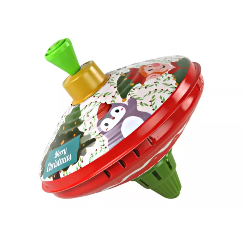 LEAN TOYS Traditional Metal Spinning Top Santa Claus Theme