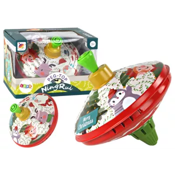 LEAN TOYS Traditional Metal Spinning Top Santa Claus Theme