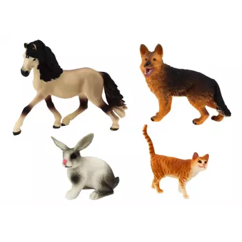 LEAN TOYS Set of Pet Figures Horse Dog Rabbit Cat 4 Pieces