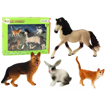 LEAN TOYS Set of Pet Figures Horse Dog Rabbit Cat 4 Pieces