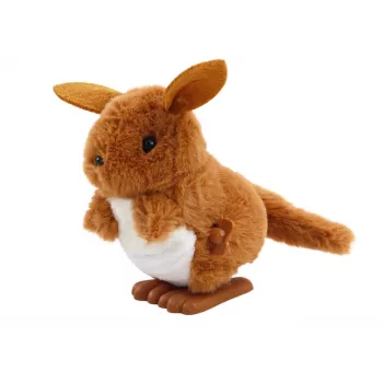 LEAN TOYS Jumping Kangaroo Wind-Up Plush Toy Decoration Brown