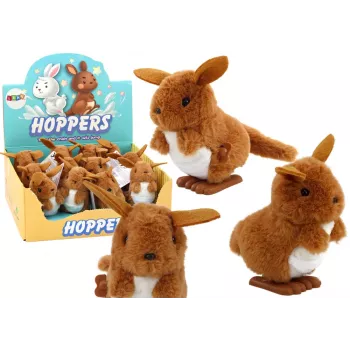 LEAN TOYS Jumping Kangaroo Wind-Up Plush Toy Decoration Brown
