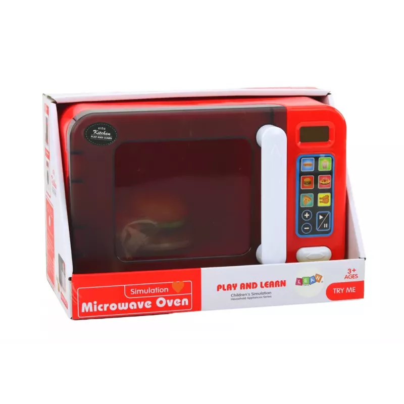 LEAN TOYS Microwave Oven Toy Microwave Red Accessories