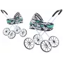 LEAN TOYS Doll Stroller Large Wheels Foldable Zebra Turquoise