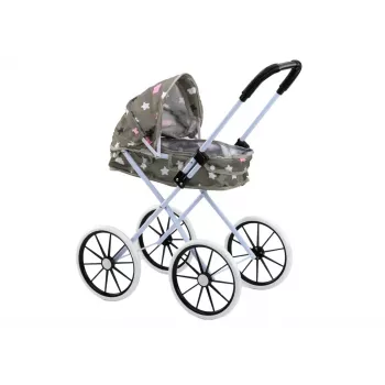 LEAN TOYS Doll Stroller Large Wheels Foldable Stars Gray