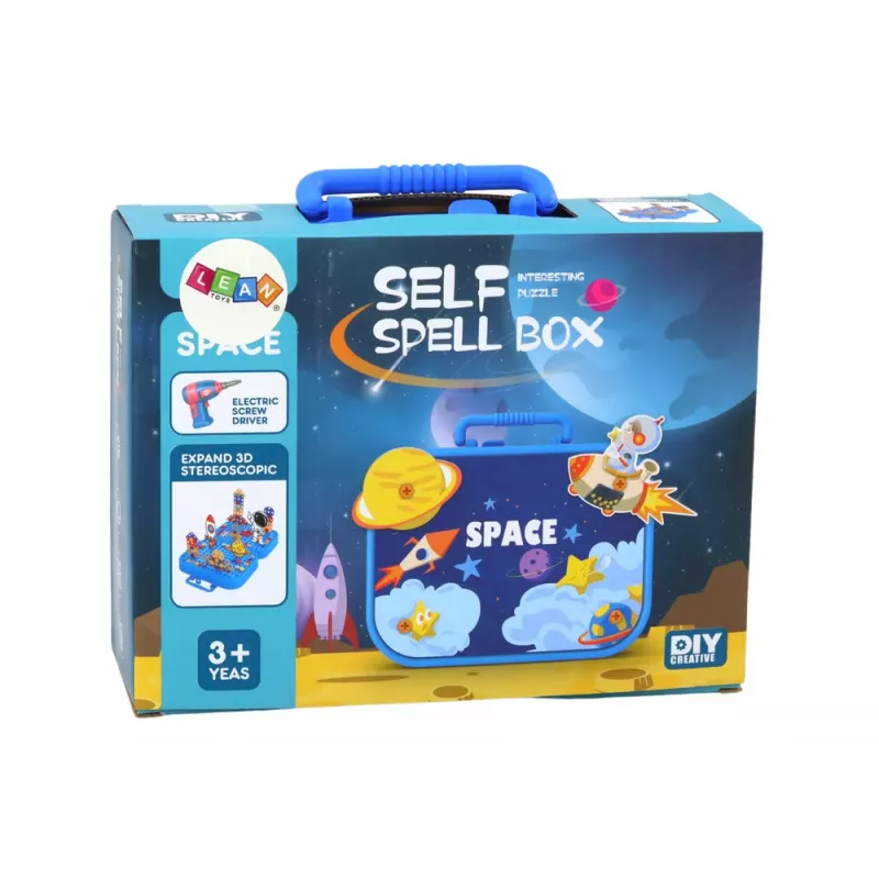 LEAN TOYS Suitcase Set DIY Puzzle Blocks Space Screwdriver 228 Pieces