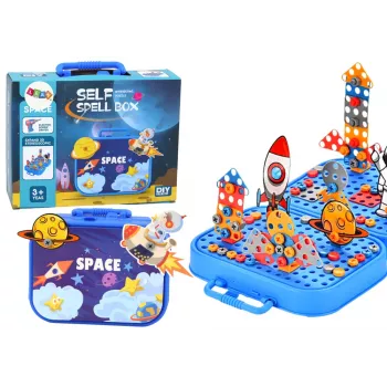 LEAN TOYS Suitcase Set DIY Puzzle Blocks Space Screwdriver 228 Pieces