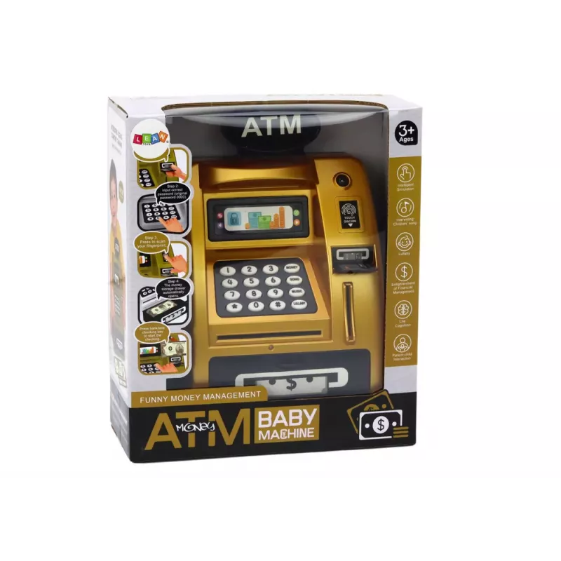 LEAN TOYS ATM krājkasīte bērniem mācībām taupīt Gold Black