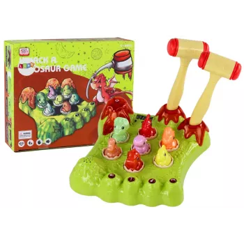 LEAN TOYS Wack-A-Mole Game Dinosaurs Board Two Hammers Green Lights Sounds