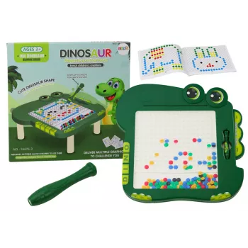 LEAN TOYS Educational Magnetic Board Dinosaur Pad Puzzle Green Beads