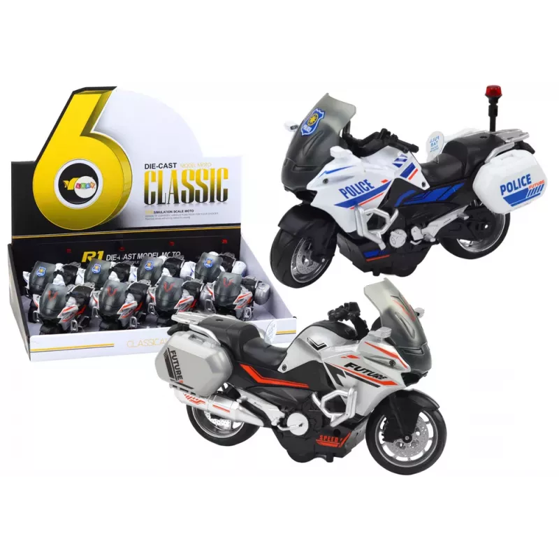 LEAN TOYS Police Sports Motorcycle With Friction Drive, Scale 1:10