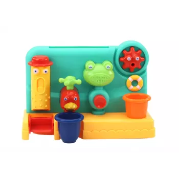 LEAN TOYS Bērnu vannas rotaļlieta strūklaka dzirnaviņas vardīte krāns