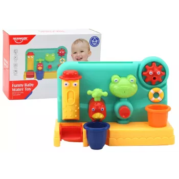 LEAN TOYS Bērnu vannas rotaļlieta strūklaka dzirnaviņas vardīte krāns