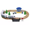 LEAN TOYS Wooden Railway Track Train Set with Police Station Bridge 3.2m 75 Pieces