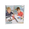 LEAN TOYS Wooden Railway Track Train Set with Police Station Bridge 3.2m 75 Pieces