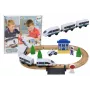 LEAN TOYS Wooden Railway Track Train Set with Police Station Bridge 3.2m 75 Pieces