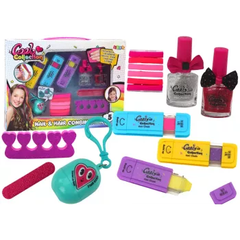 LEAN TOYS Hair Dyeing Kit, Nail Painting, Lip Balm - Children's Cosmetic Play Set