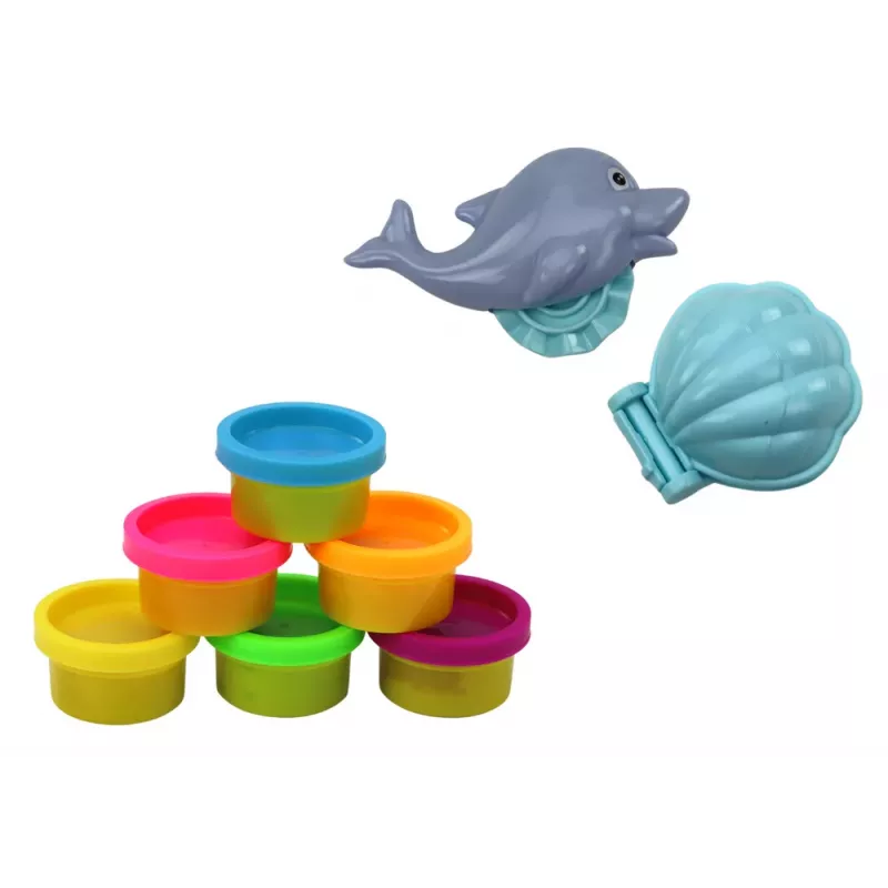 LEAN TOYS Dinosaur Playdough Set 6 Colors Dolphin Molds Scallop