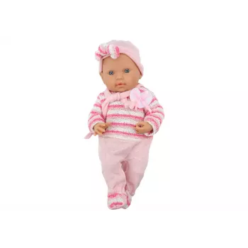 LEAN TOYS Baby Doll ar svītrainu džemperi, cepuri un šalli, rozā