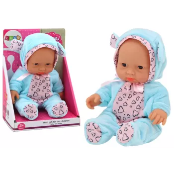 LEAN TOYS Small Baby Doll with Clothes, Hat, Bow, Ears, Blue