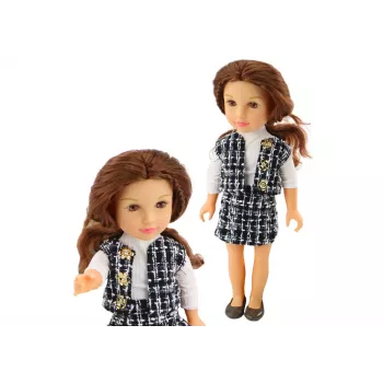 LEAN TOYS Steffi Love Doll in Elegant Checked Clothes Brown Hair