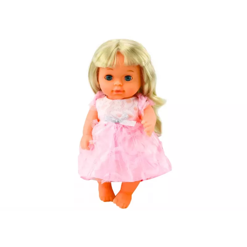 LEAN TOYS Doll In Light Pink Dress Peeing Bottle Rattle Sounds